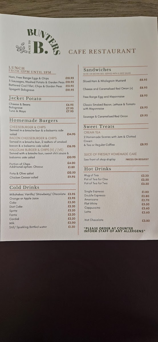 Menu Bunters Cafe & Restaurant-1