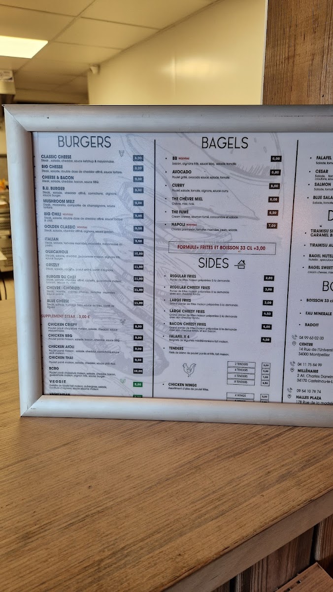 Menu Burger University Millénaire-2