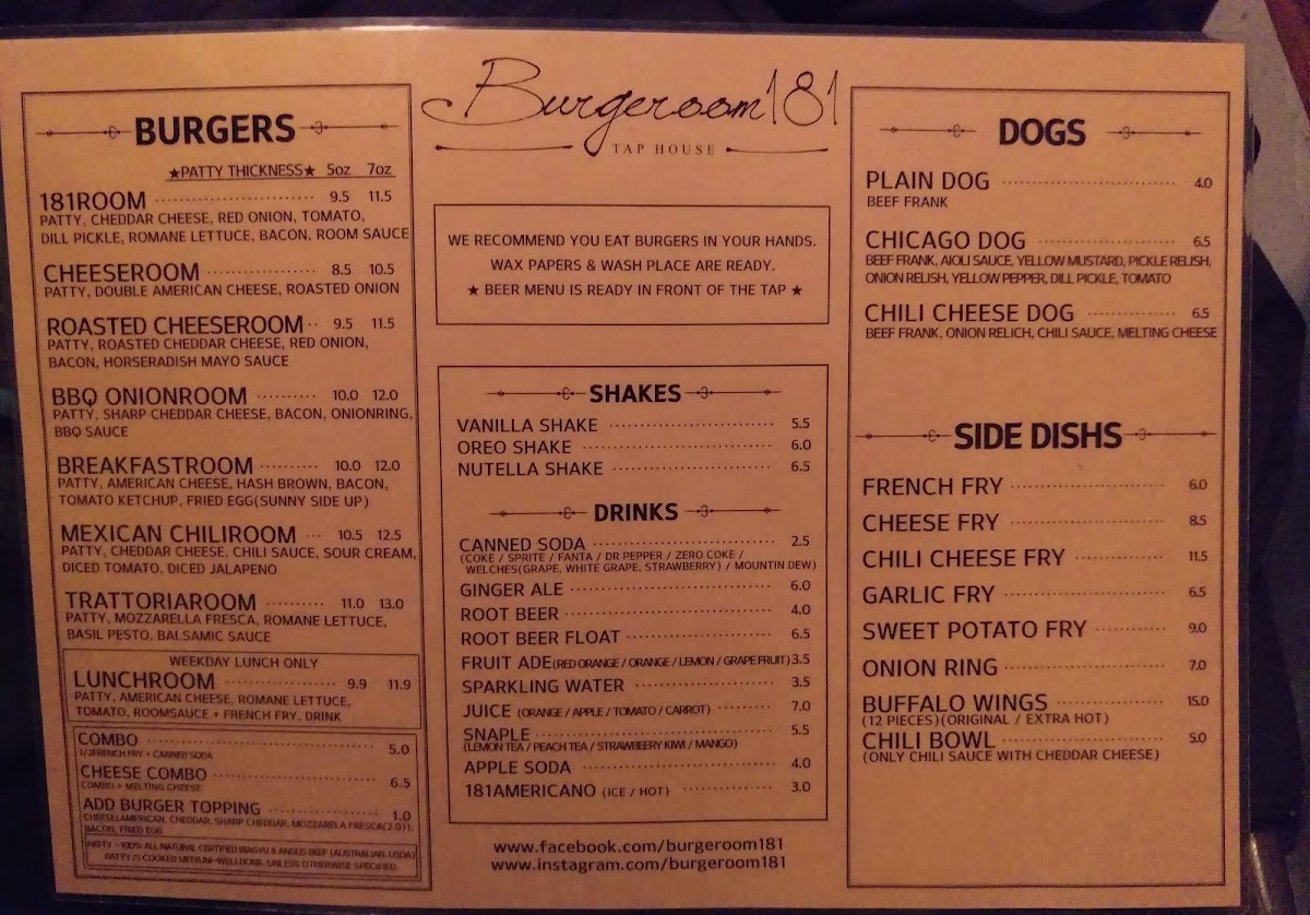 Menu Burgeroom 181-7
