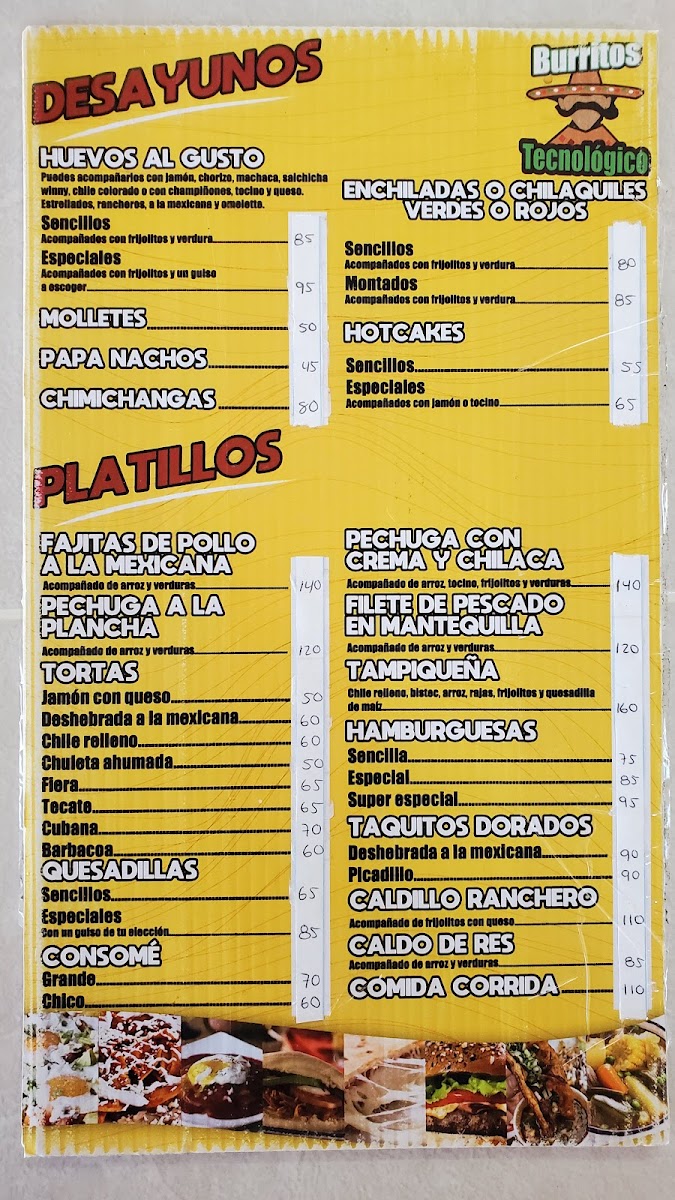 Menu Burritos Tecnologico Sucursal Tec-1