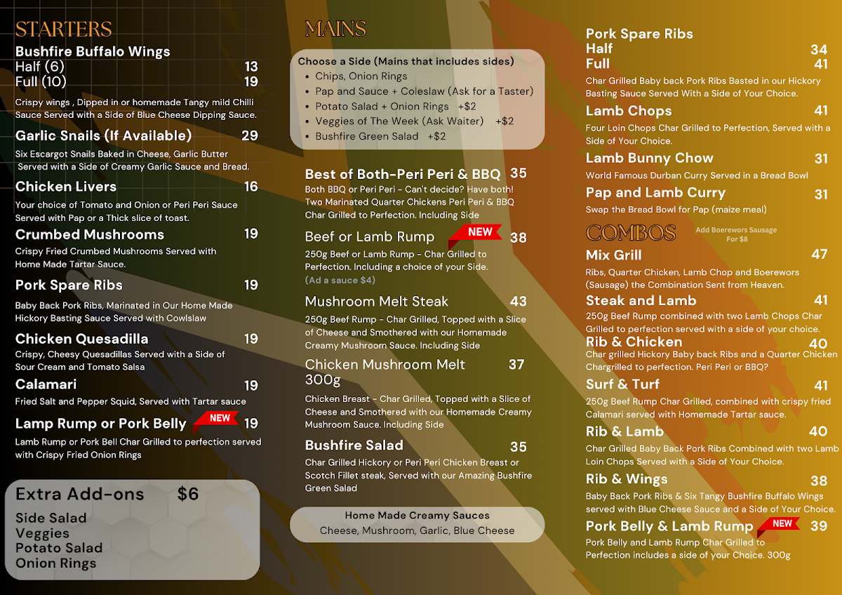 Menu Bushfire Bar & Grill-1