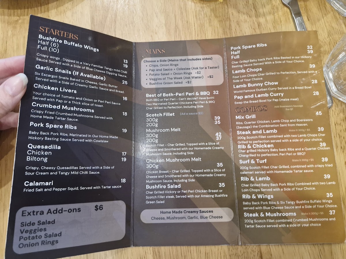Menu Bushfire Bar & Grill-7