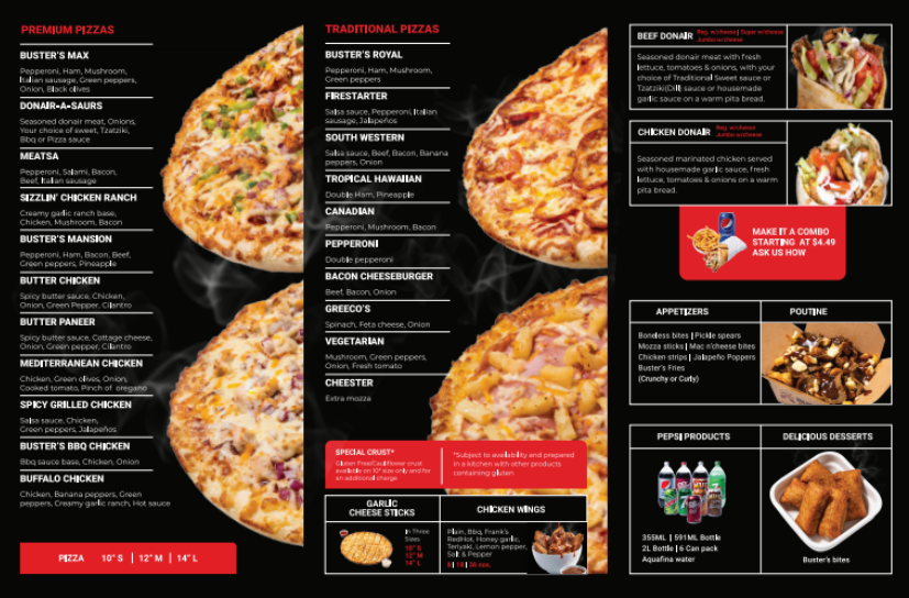 Menu Buster's Pizza & Donair-1