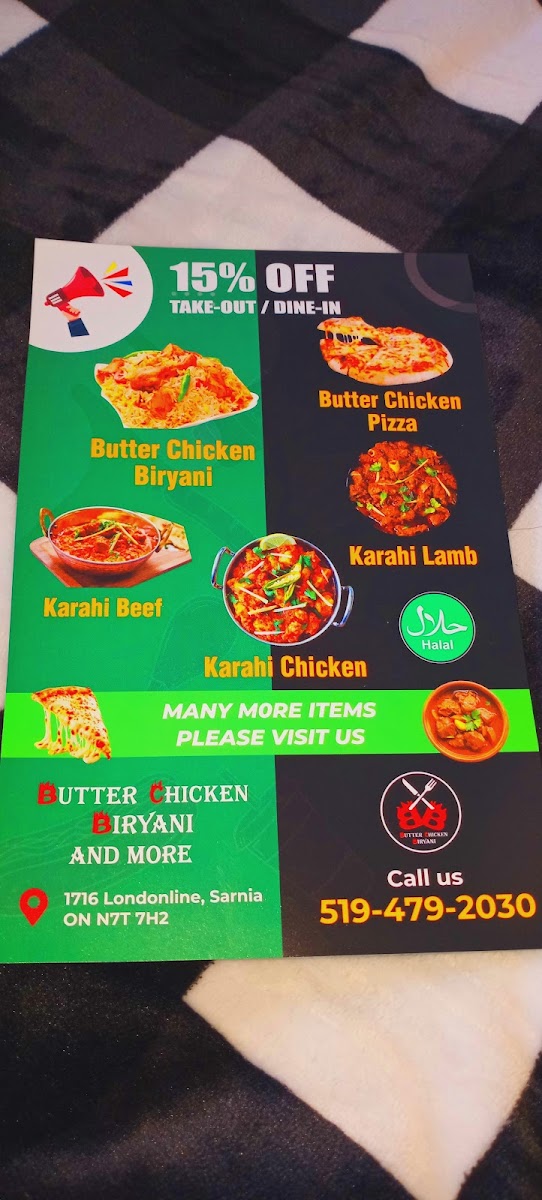 Menu Butter Chicken Biryani And More Sarnia-4