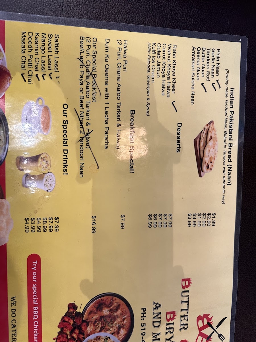 Menu Butter Chicken Biryani And More Sarnia-6
