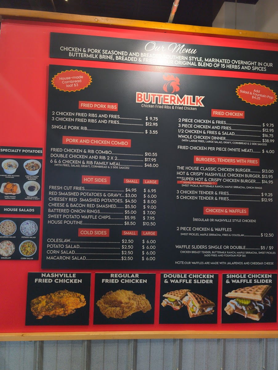 Menu Buttermilk Chicken Fried Ribs & Fried Chicken-1