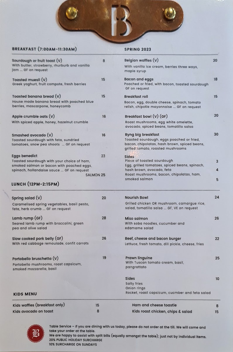 Menu Byng Street Local Store-2