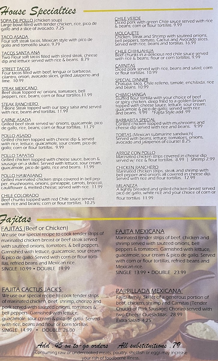 Menu Cactus Jack's Mexican Restaurant-2
