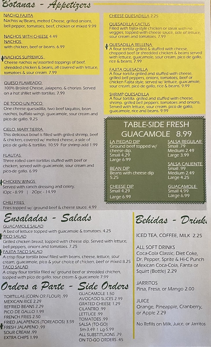 Menu Cactus Jack's Mexican Restaurant-4