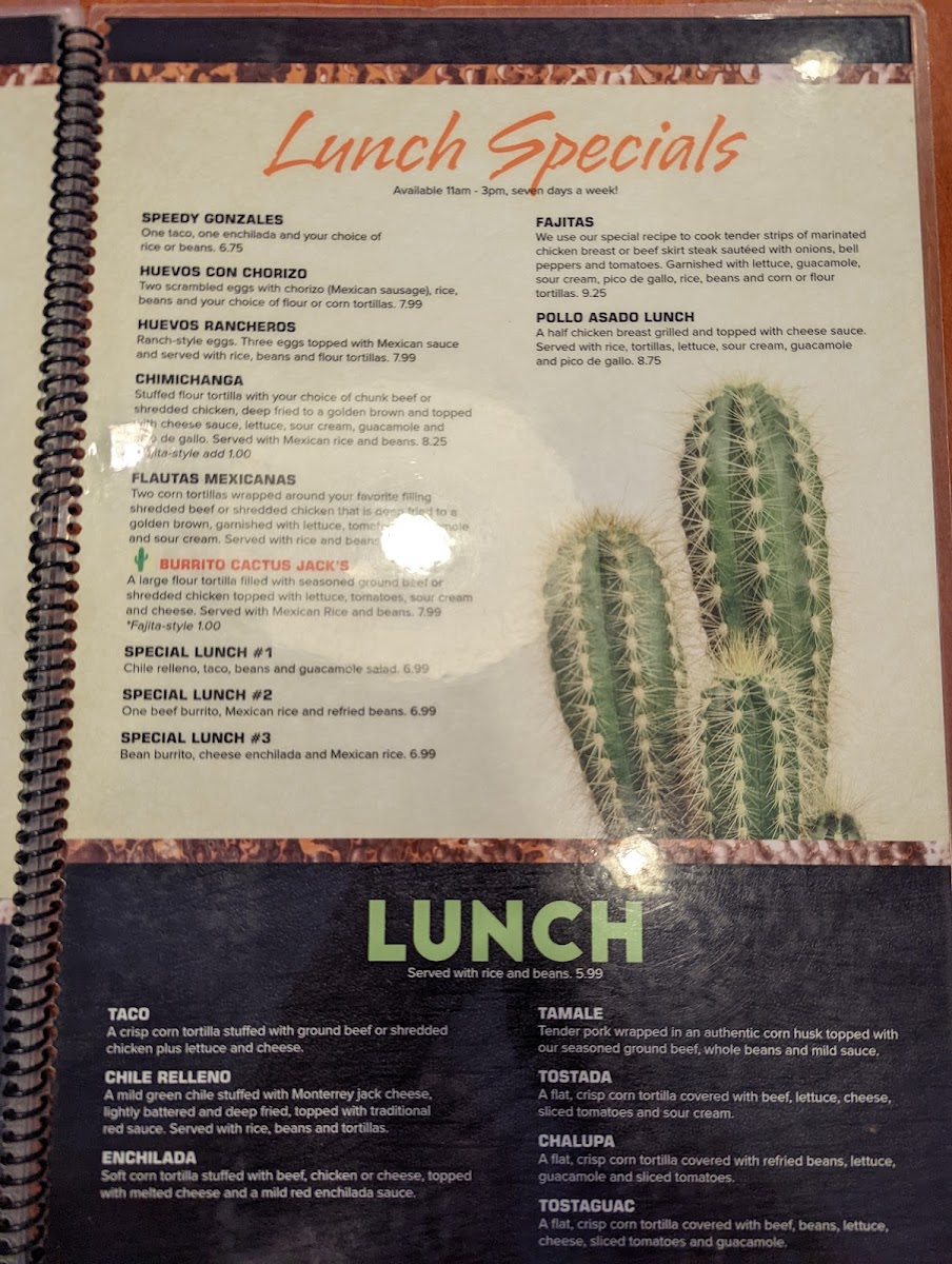 Menu Cactus Jack's Mexican Restaurant-8