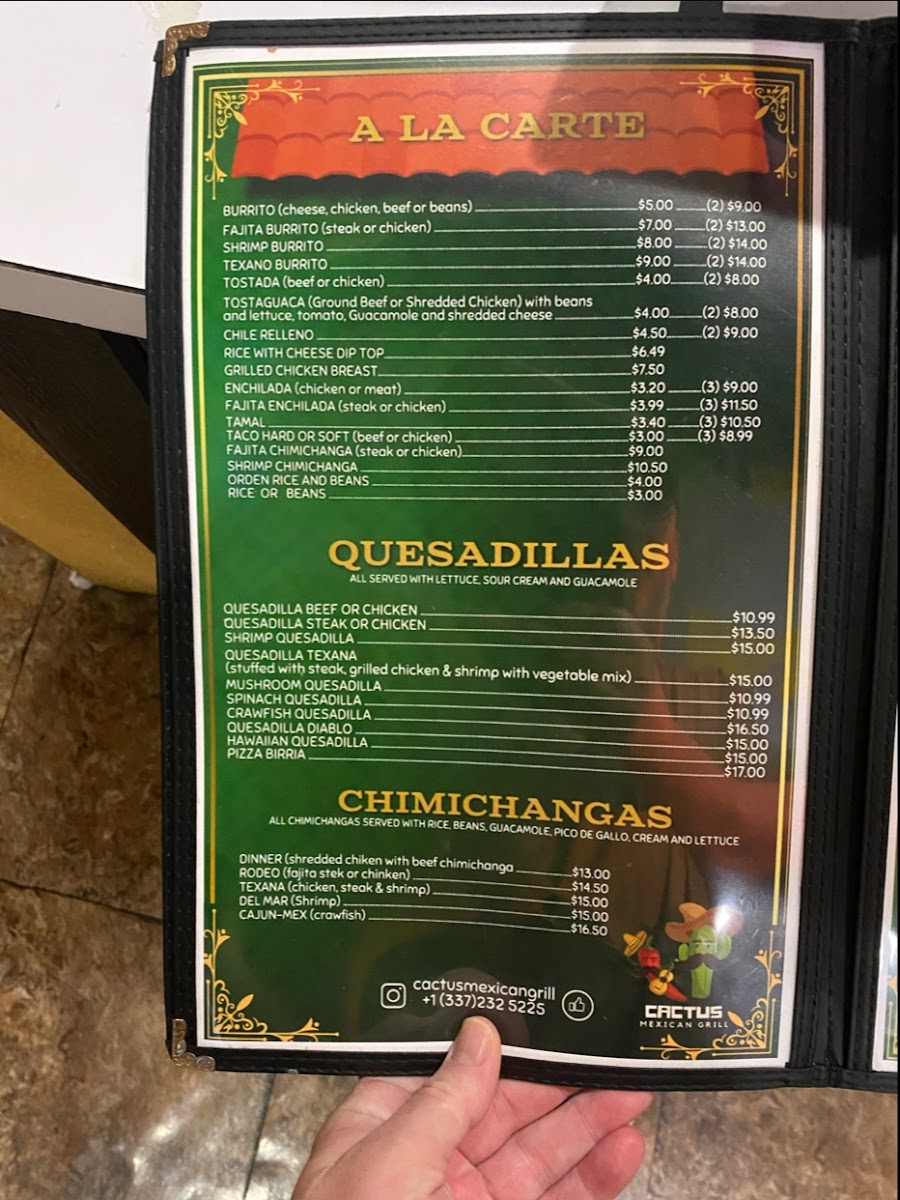 Menu Cactus Mexican Grill-1