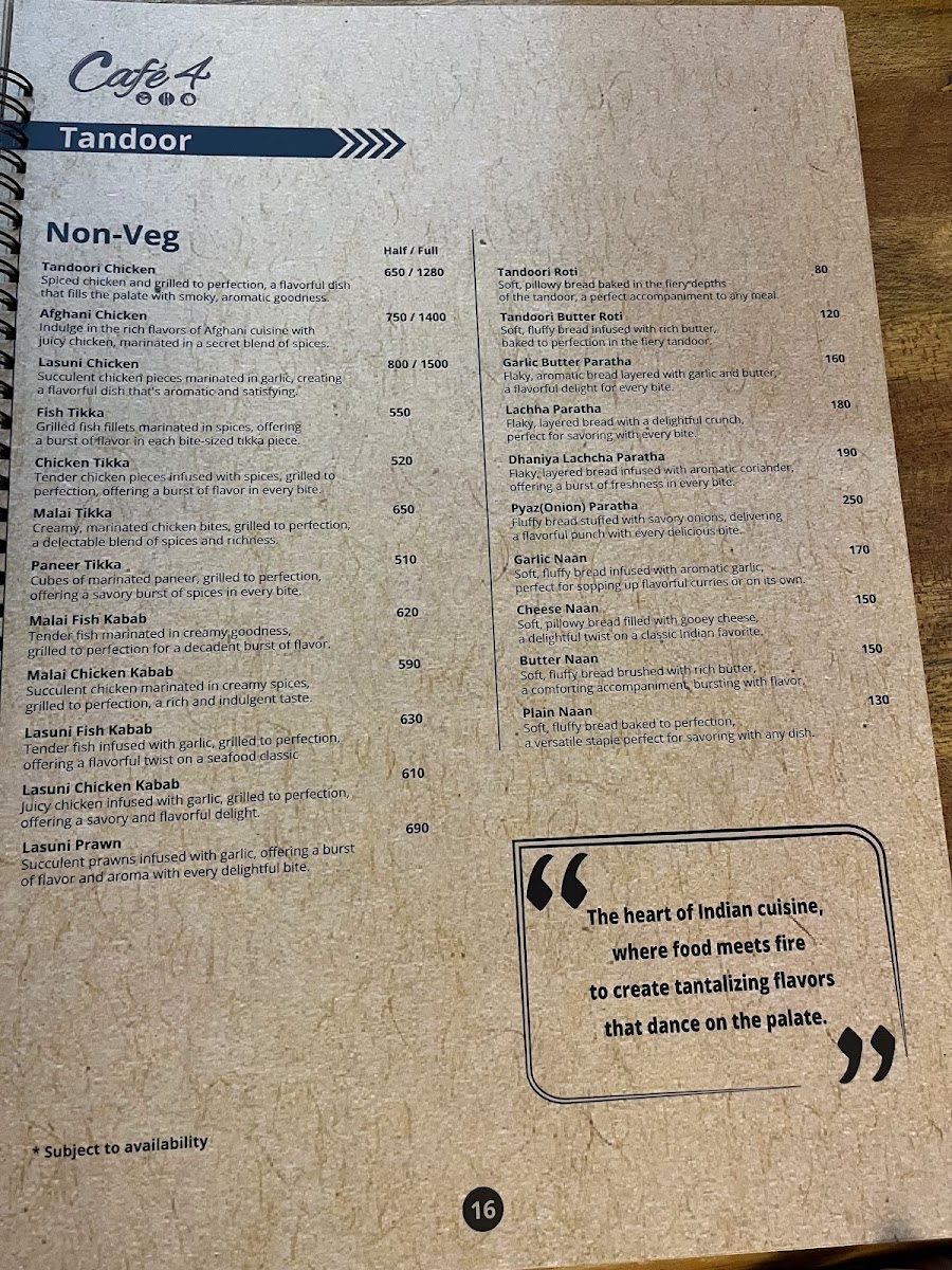 Menu Cafe 4-7