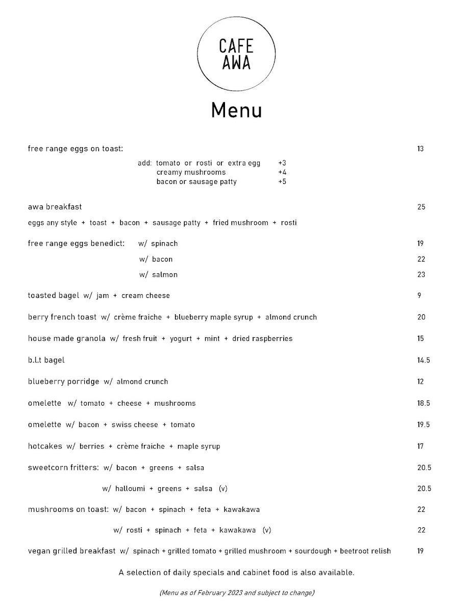 Menu Cafe Awa-1