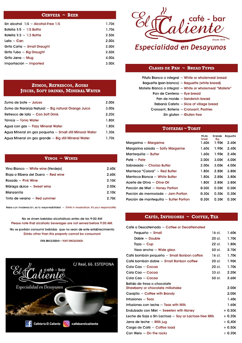 Menu Cafe - Bar El Caliente-1