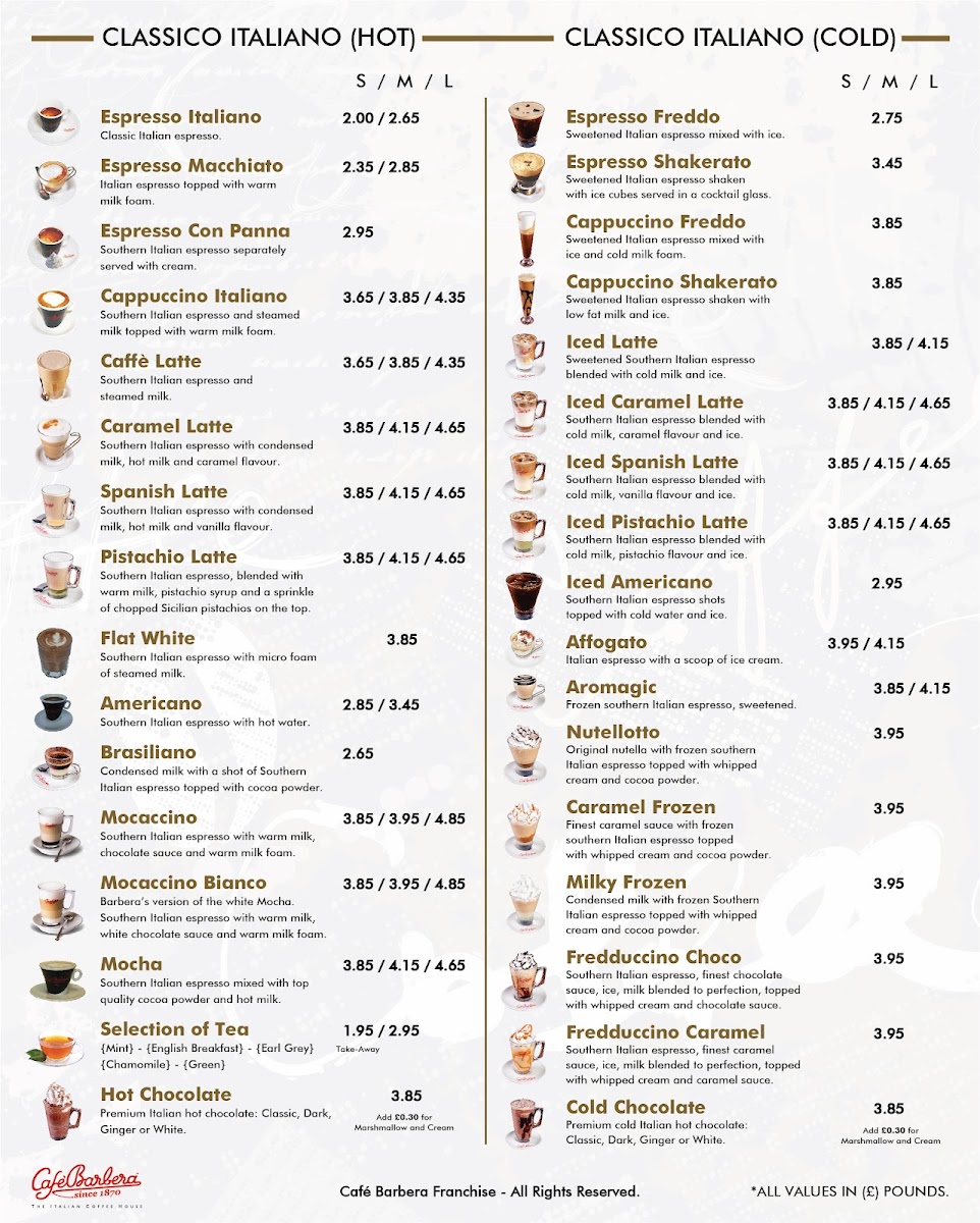 Menu Café Barbera 1870 - Cobham-1