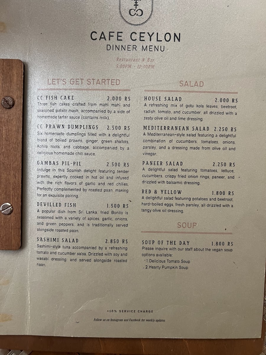 Menu Café Ceylon Ahangama-1