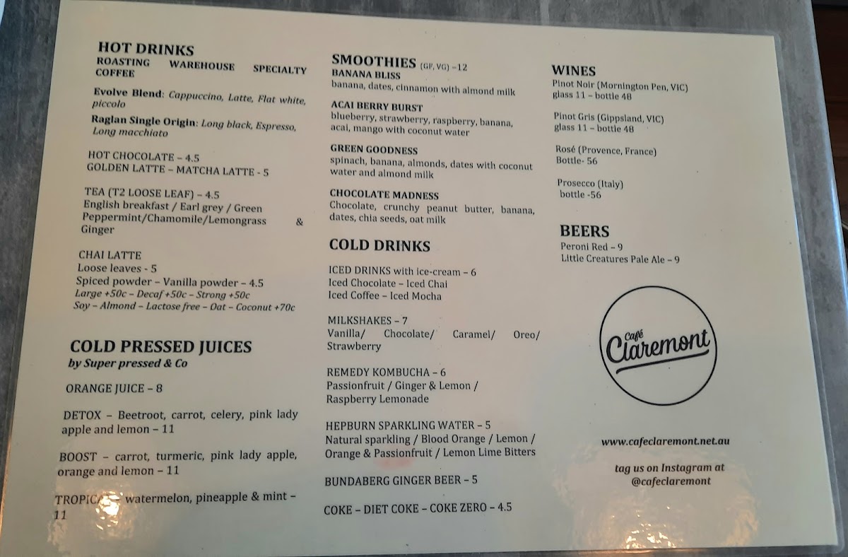 Menu Cafe Claremont-2