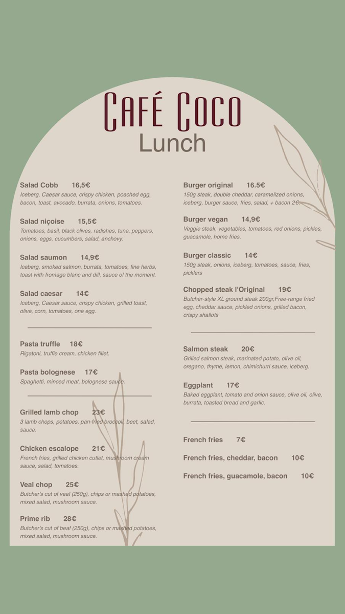 Menu Café Coco - Brunch, Lunch & More In Nice-2