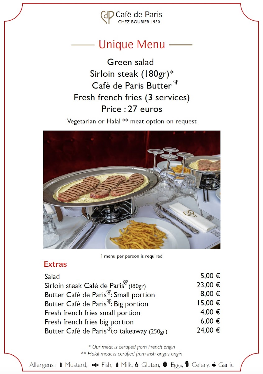 Menu Café De Paris - Chez Boubier 1930-5