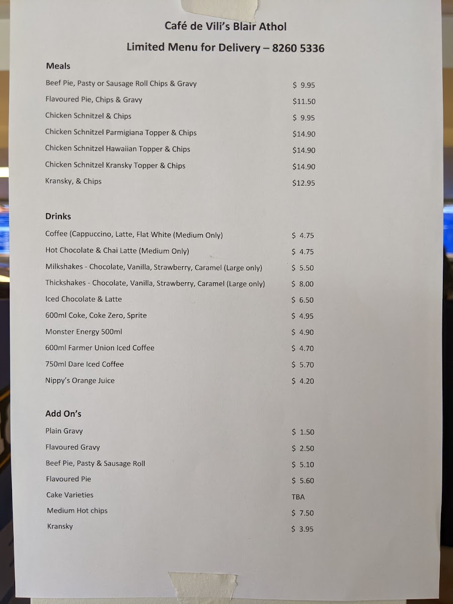 Menu Cafe De Vili's | Blair Athol-7