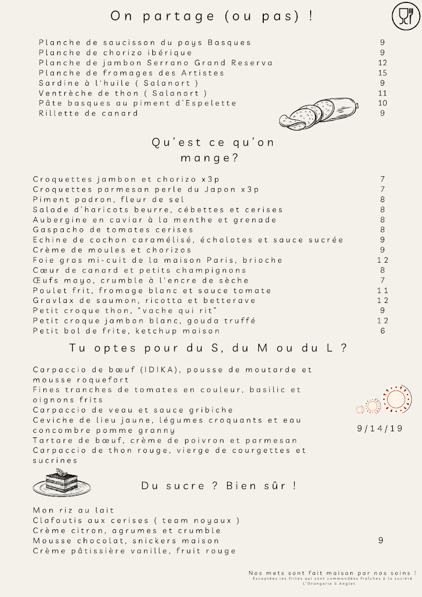 Menu Café Des Artistes Biarritz-1