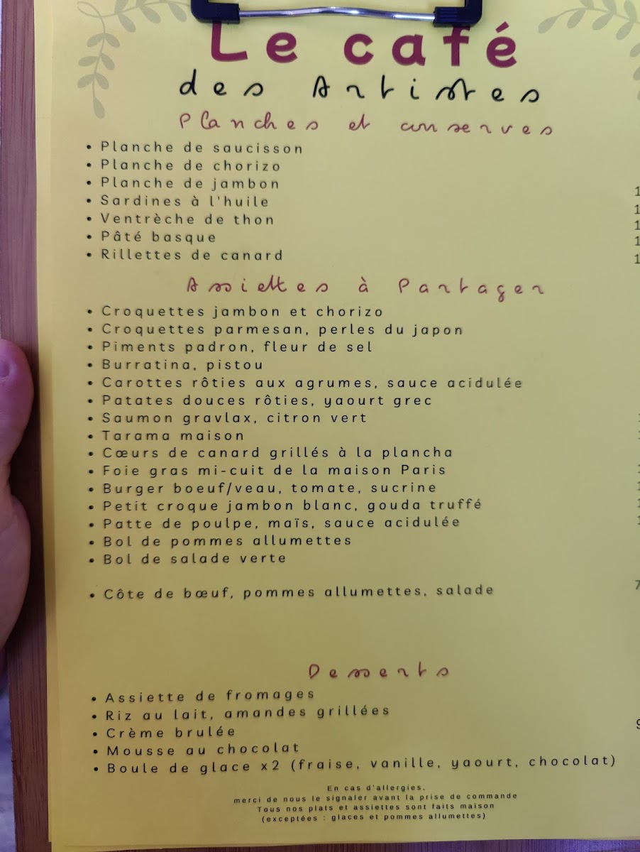 Menu Café Des Artistes Biarritz-10