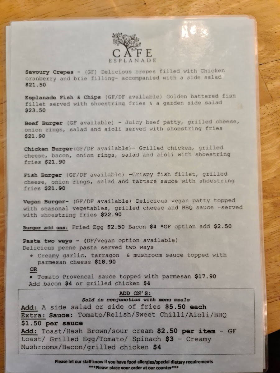 Menu Cafe Esplanade-1