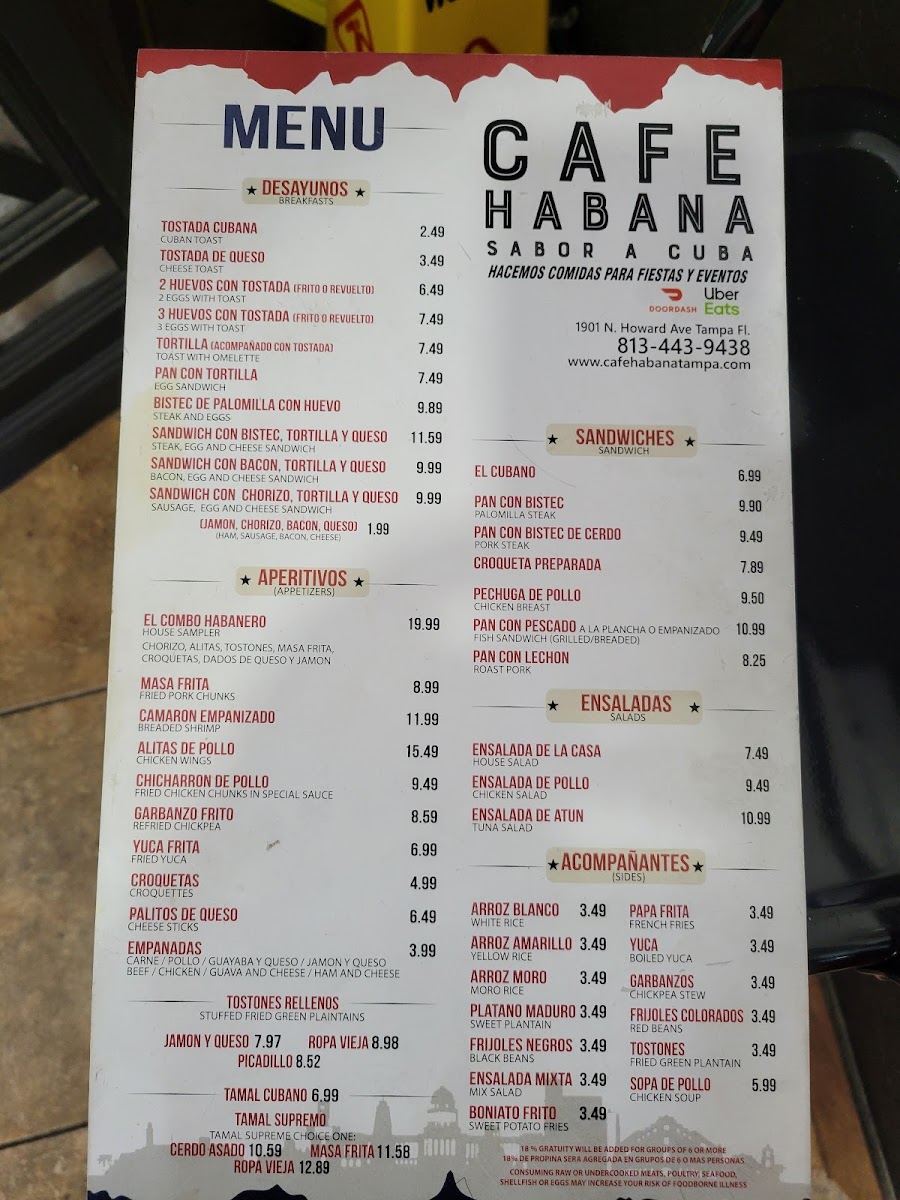 Menu Cafe Habana - Sabor A Cuba-1