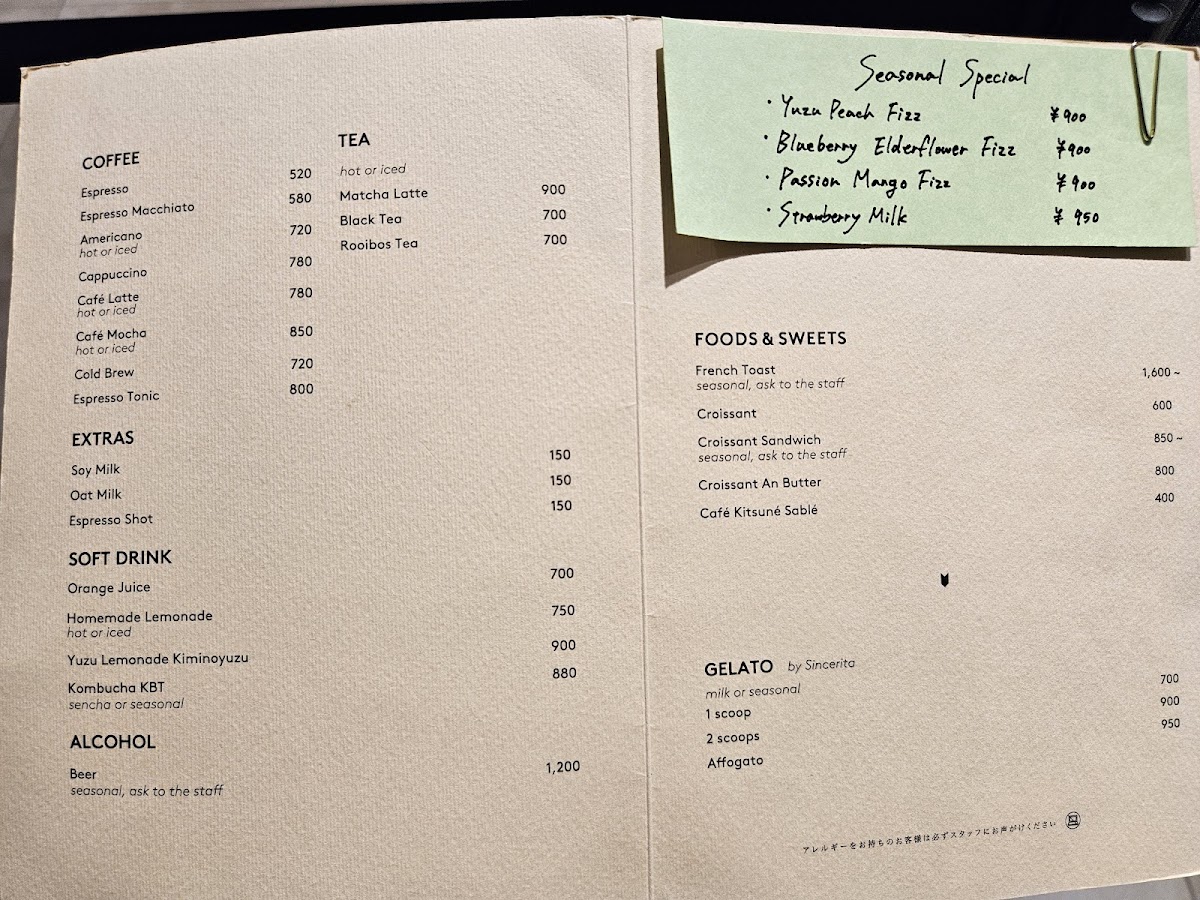 Menu Café Kitsuné Fukuoka-2
