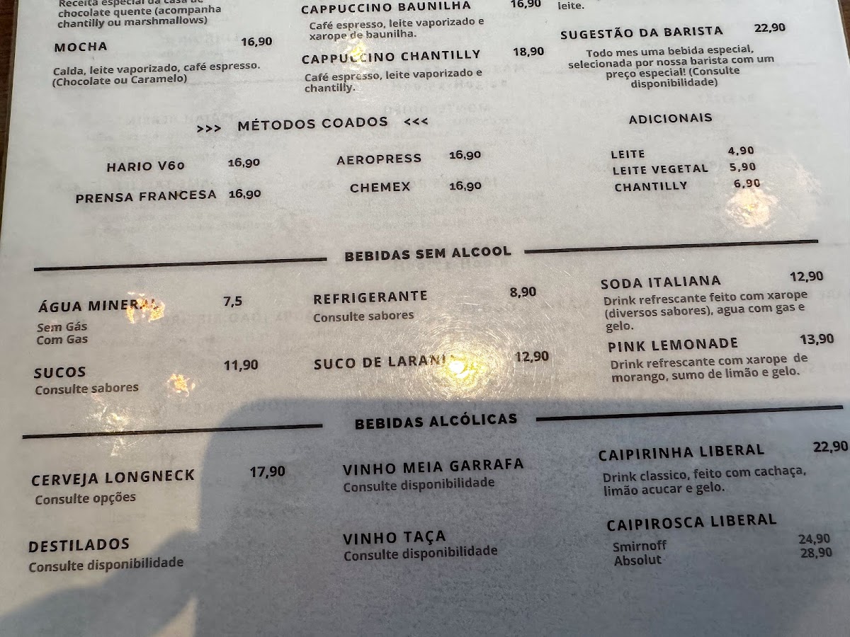 Menu Café Liberal 1817-1