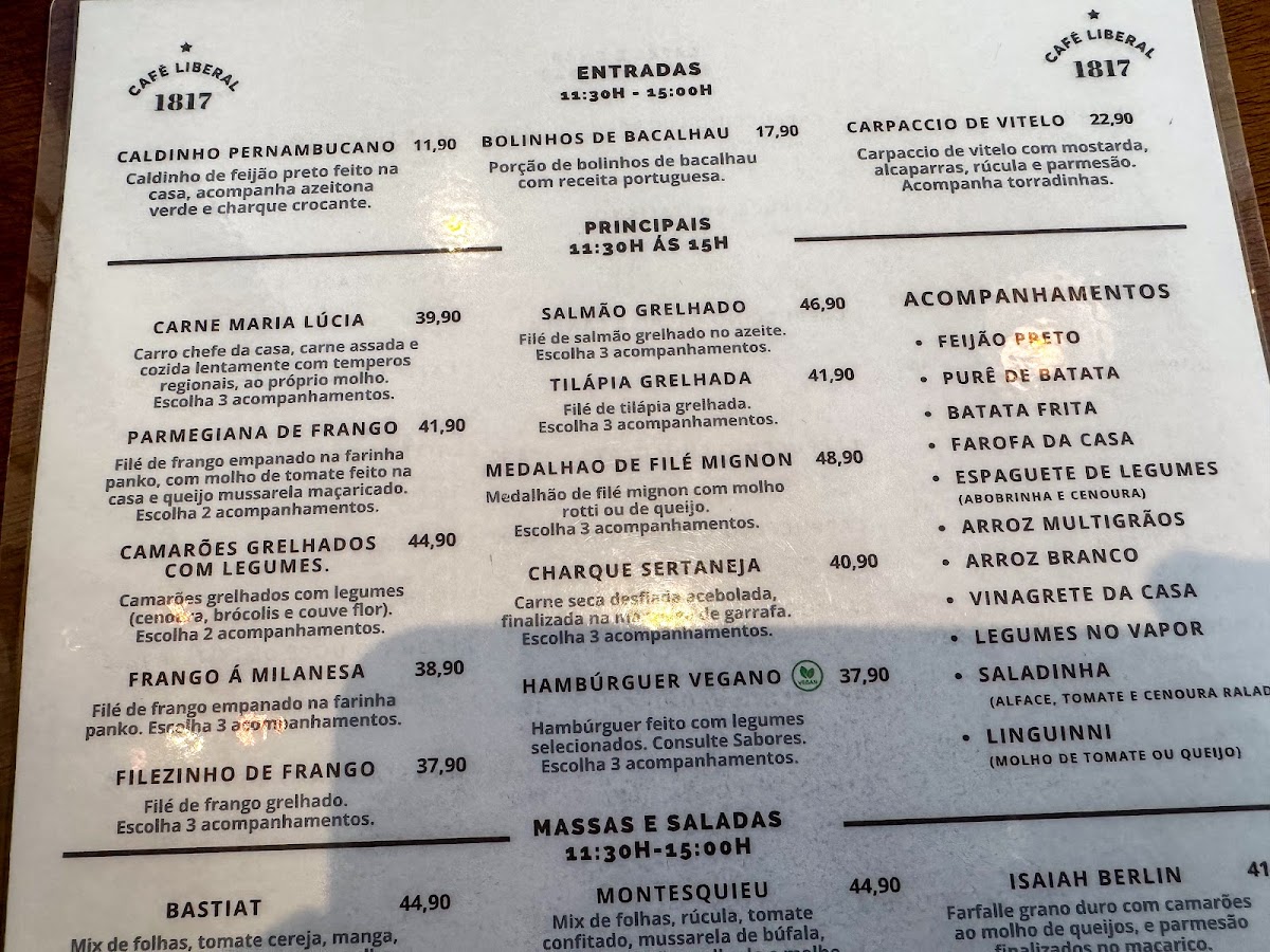 Menu Café Liberal 1817-2