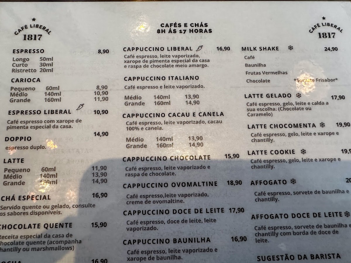 Menu Café Liberal 1817-8