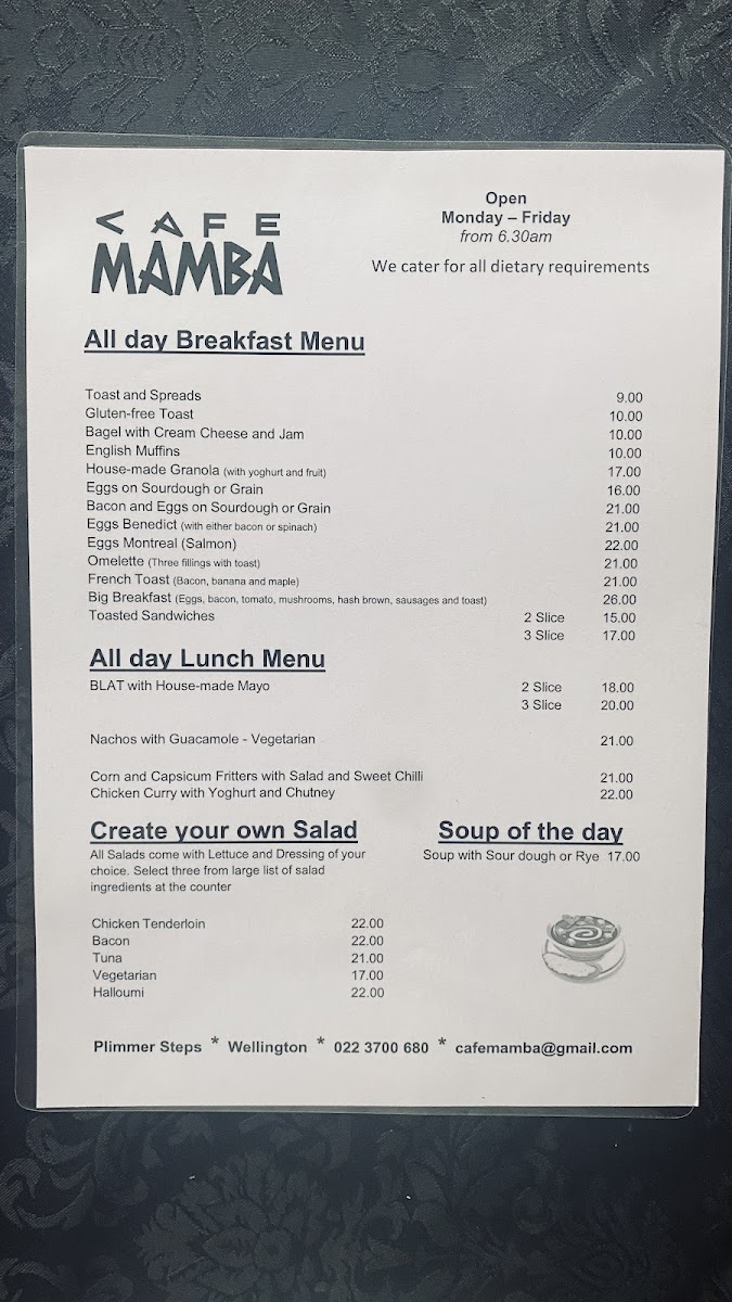 Menu Cafe Mamba-1
