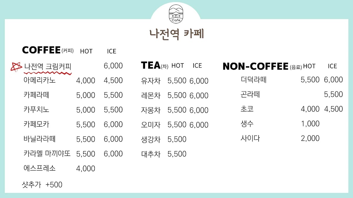 Menu Cafe Najeon Station-9
