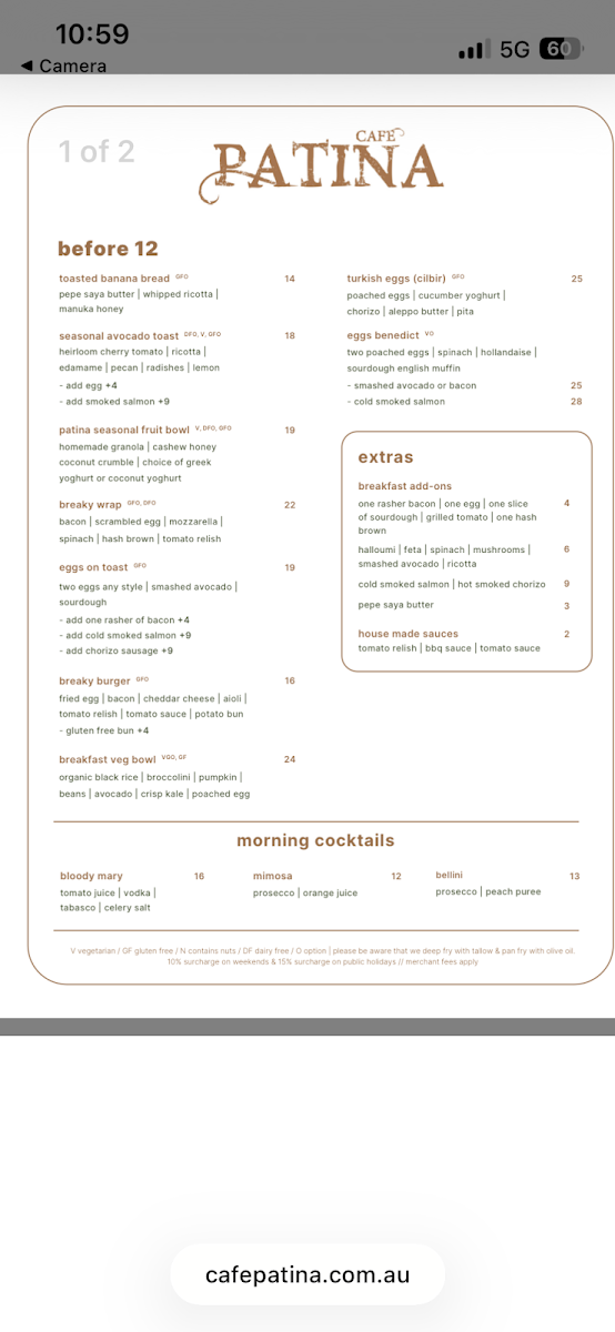 Menu Cafe Patina-1