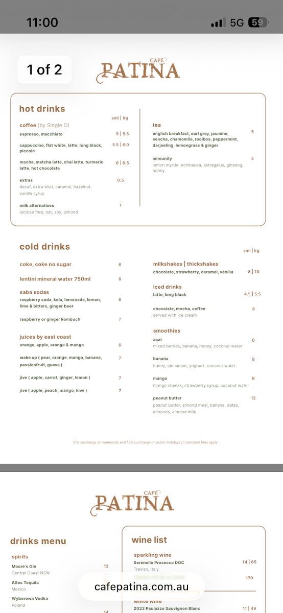 Menu Cafe Patina-2