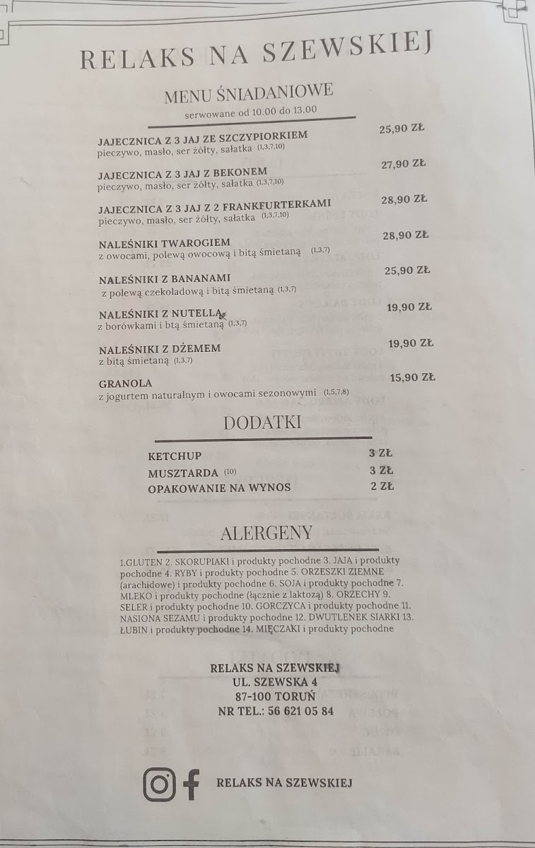 Menu Cafe Relaks Na Szewskiej-5
