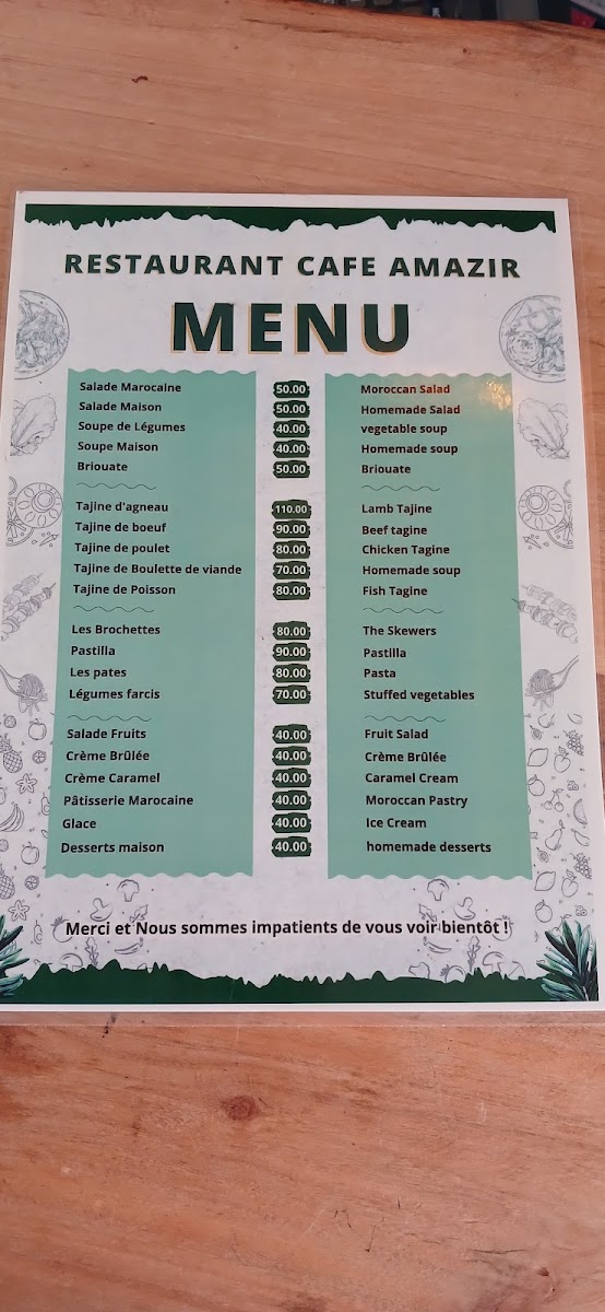Menu Café Restaurant Amazir-1