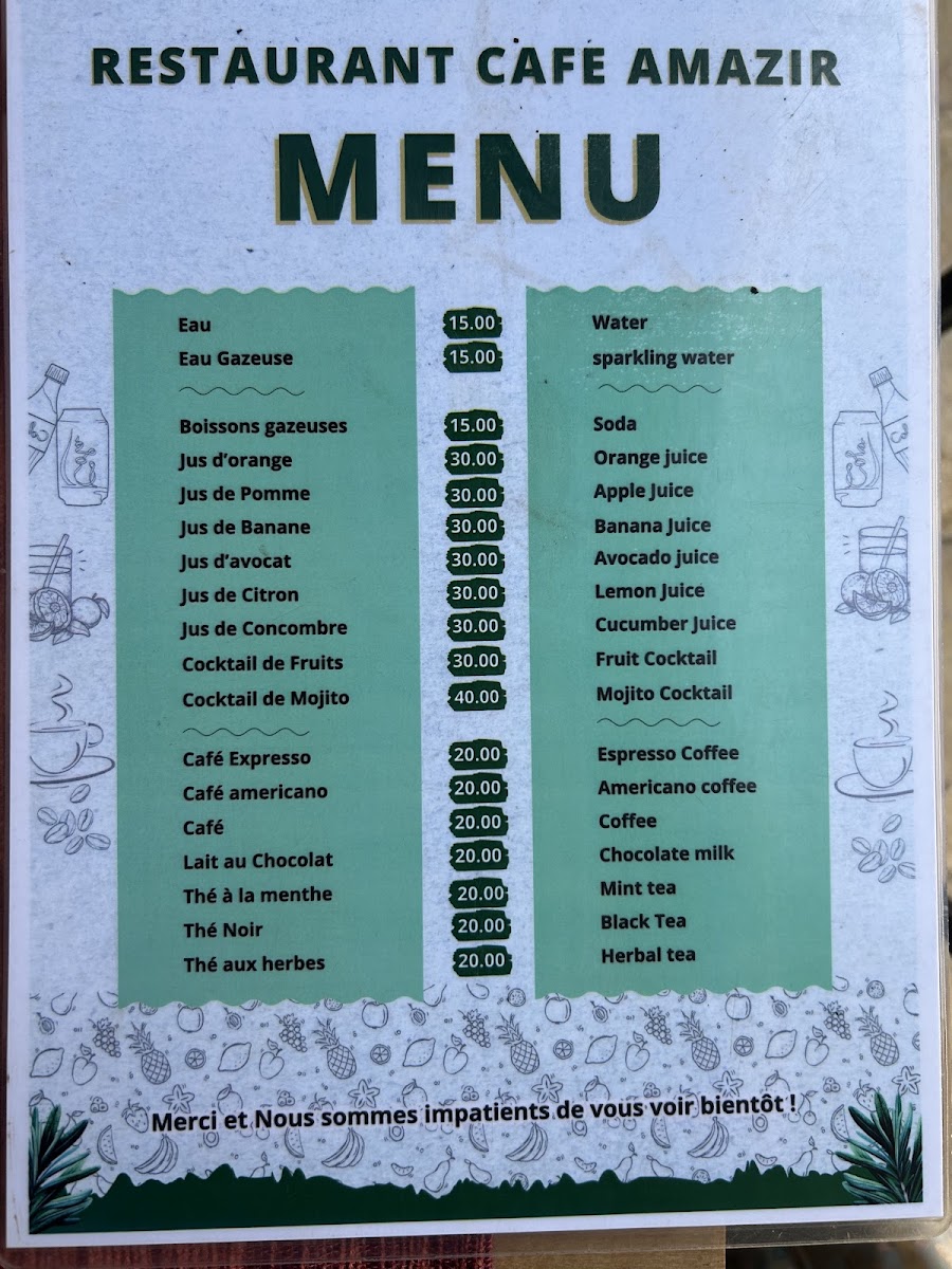 Menu Café Restaurant Amazir-4