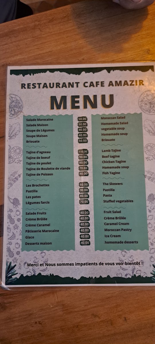 Menu Café Restaurant Amazir-5