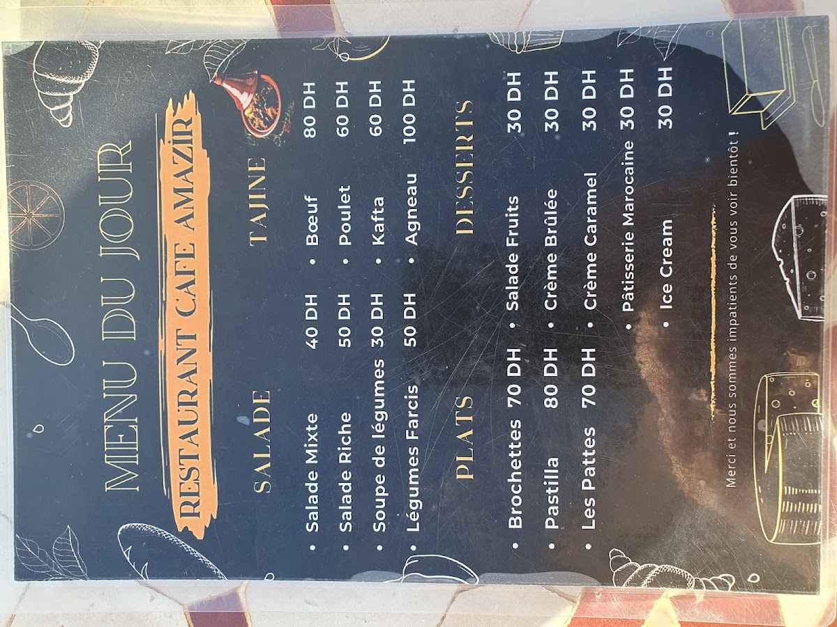 Menu Café Restaurant Amazir-7