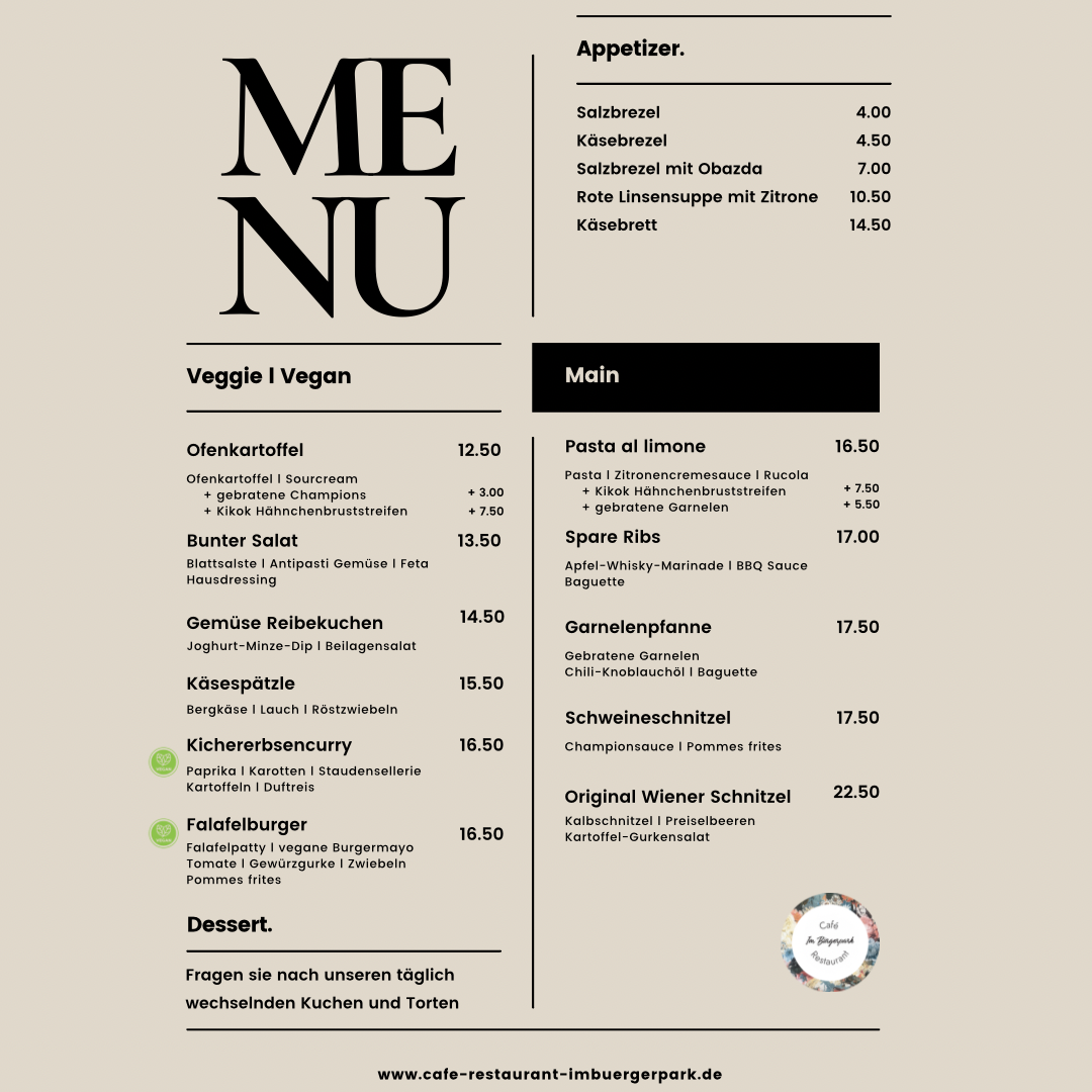 Menu Cafe Restaurant Im Bürgerpark-1