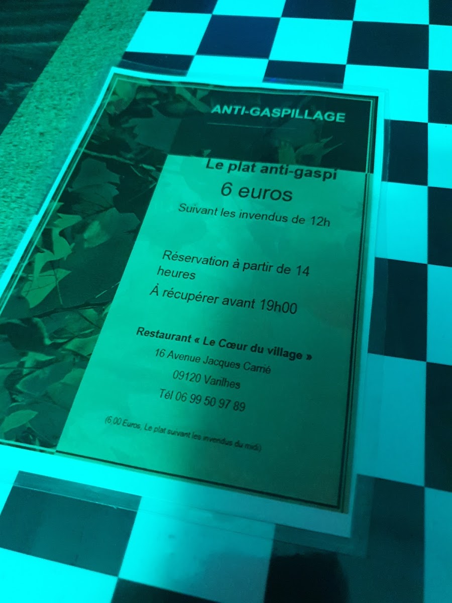 Menu Cafe Restaurant Le Coeur Du Village-1