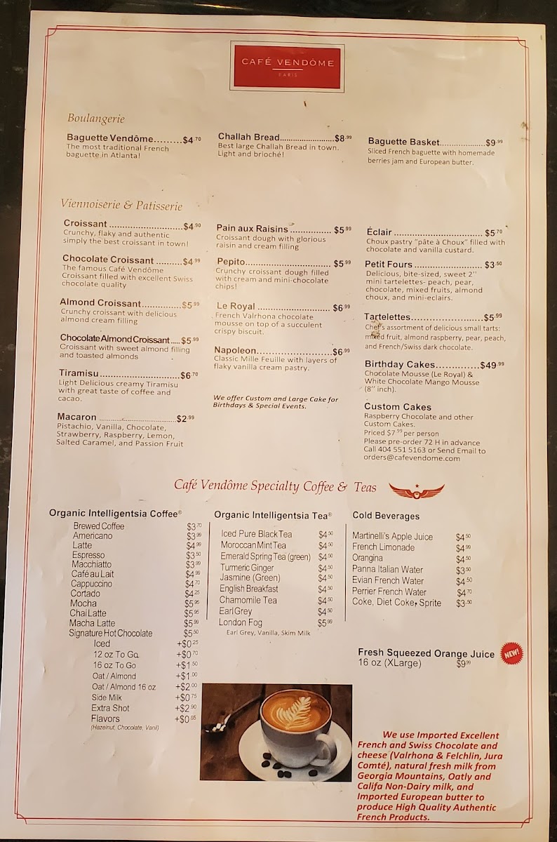 Menu Café Vendôme (Atlanta)-5