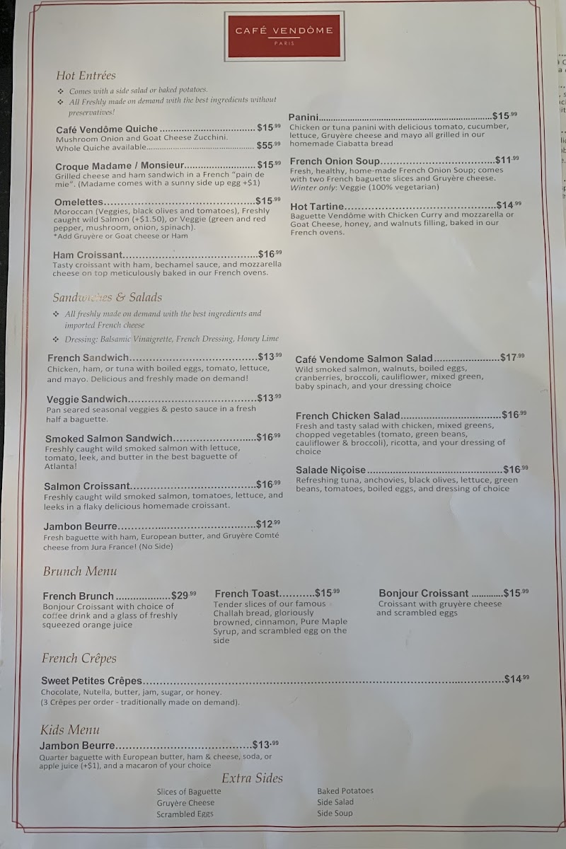 Menu Café Vendôme (Atlanta)-6