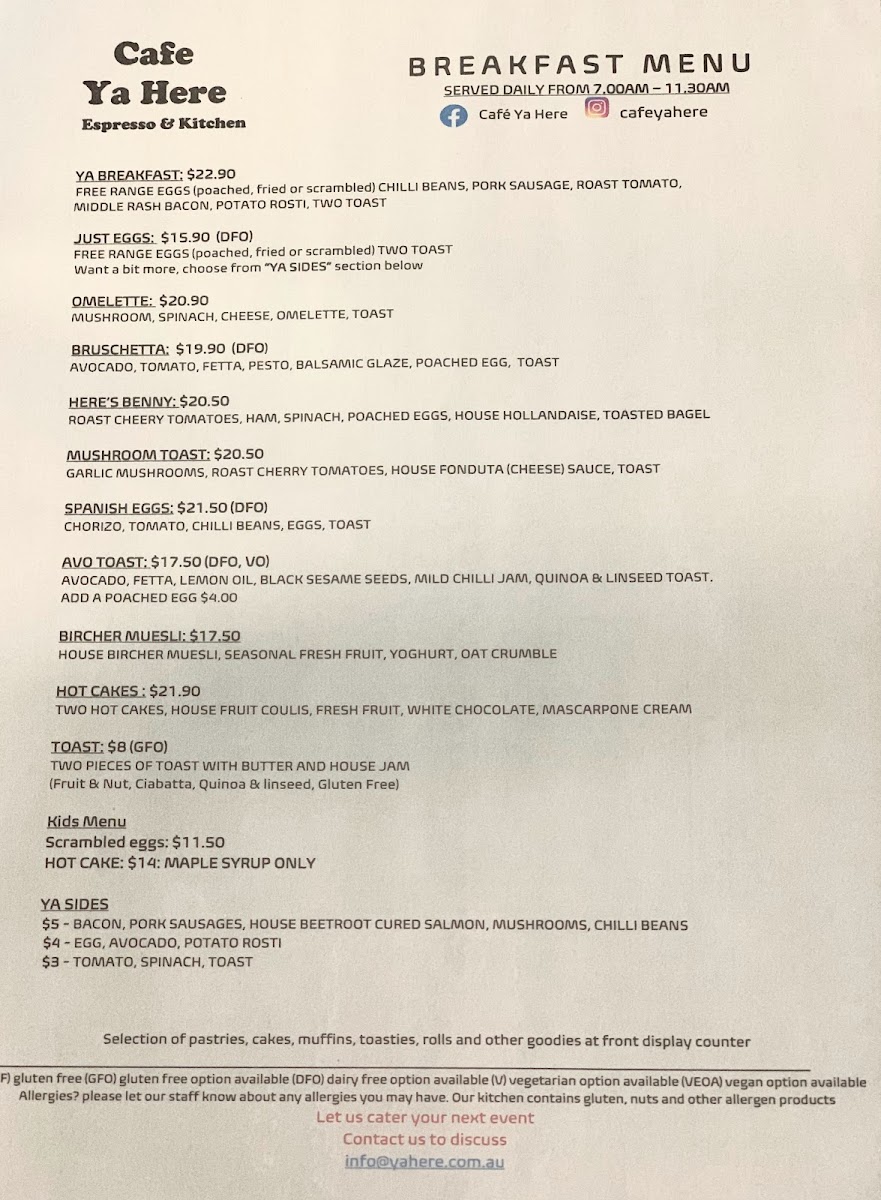 Menu Cafe Ya Here-1