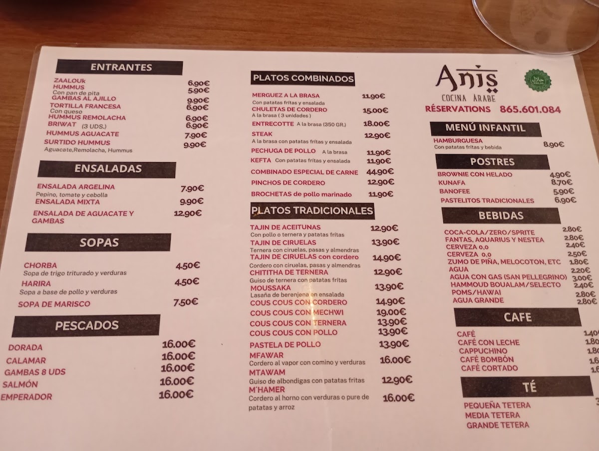 Menu Cafee Restaurante Anis Halal-1