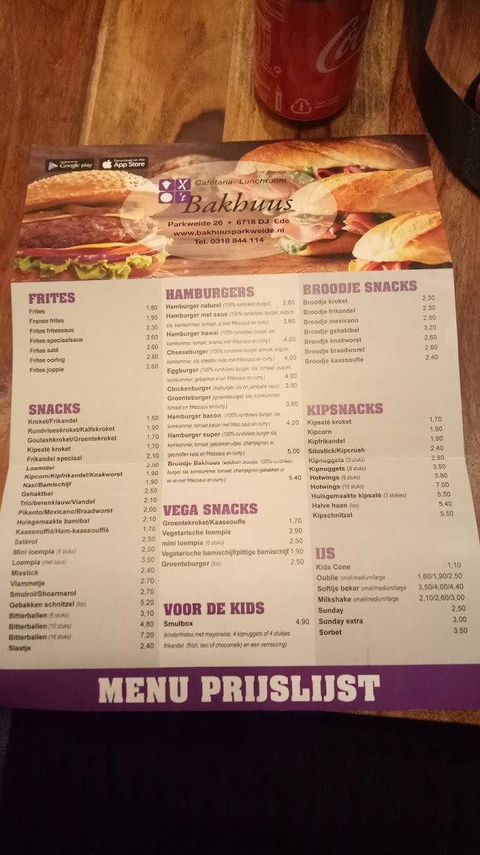 Menu Cafetaria - Lunchroom Bakhuus Parkweide-3