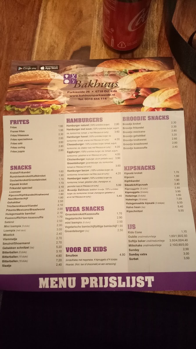 Menu Cafetaria - Lunchroom Bakhuus Parkweide-4