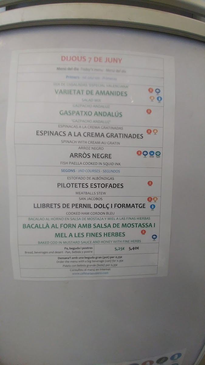 Menu Cafeteria Del Campus De Burjassot-Paterna (Uv)-1